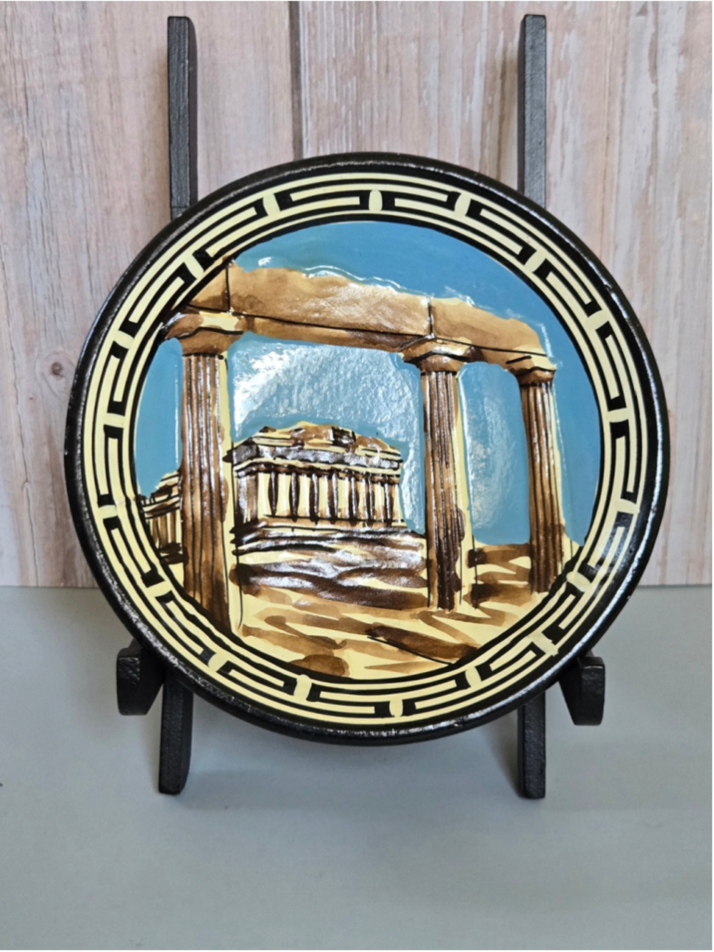 Vintage Handmade Greece Acropolis Parthenon Decorative Plate Greek Pottery